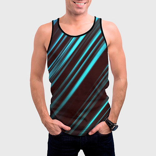 Мужская майка без рукавов Stripes line neon color / 3D-Черный – фото 3