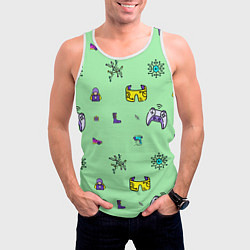 Майка-безрукавка мужская Паттерн - геймер, цвет: 3D-белый — фото 2