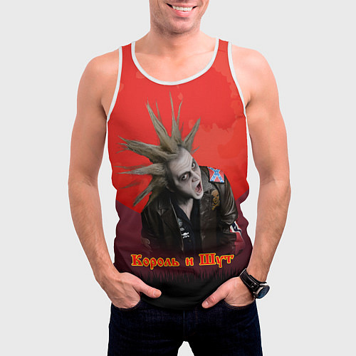 Мужская майка без рукавов Король и шут красная луна / 3D-Белый – фото 3