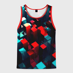 Майка-безрукавка мужская Digital abstract cube, цвет: 3D-красный