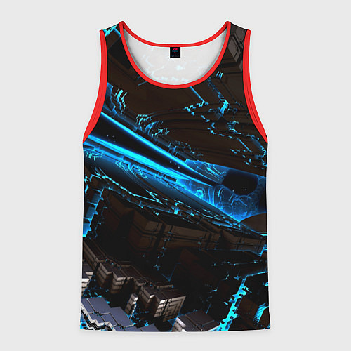Мужская майка без рукавов Digital space abstraction / 3D-Красный – фото 1