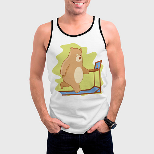 Мужская майка без рукавов Медведь на беговой дорожке / 3D-Черный – фото 3
