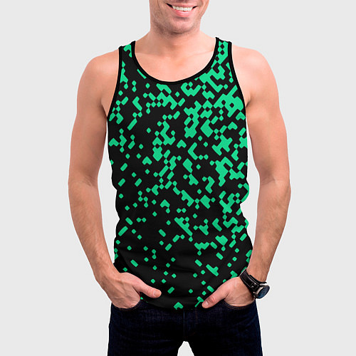 Мужская майка без рукавов Авангардный пиксельный паттерн / 3D-Черный – фото 3