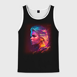 Майка-безрукавка мужская Неоновая девушка II, цвет: 3D-белый