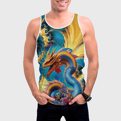Мужская майка без рукавов Japanese dragon - tattoo - irezumi - art / 3D-Белый – фото 3