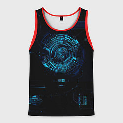Майка-безрукавка мужская Кибер абстракт, цвет: 3D-красный
