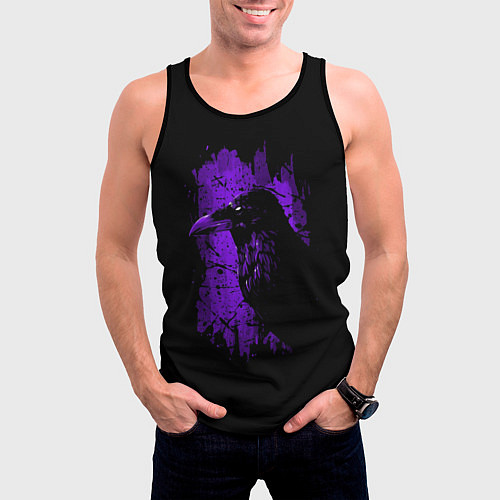 Мужская майка без рукавов Dark purple raven / 3D-Черный – фото 3