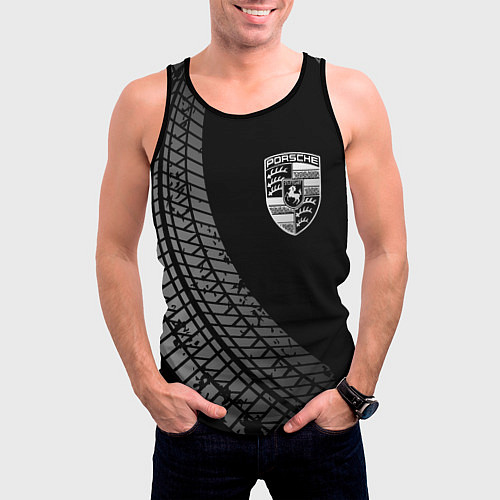 Мужская майка без рукавов Porsche tire tracks / 3D-Черный – фото 3