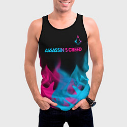 Майка-безрукавка мужская Assassins Creed - neon gradient: символ сверху, цвет: 3D-черный — фото 2