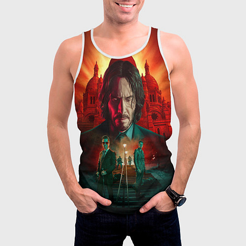 Мужская майка без рукавов John Wick catholic church Paris / 3D-Белый – фото 3