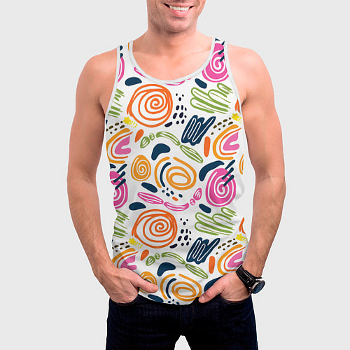 Мужская майка без рукавов Геометрический паттерн / 3D-Белый – фото 3