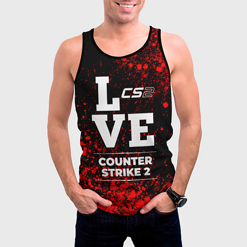 Мужская майка без рукавов Counter Strike 2 love классика / 3D-Черный – фото 3