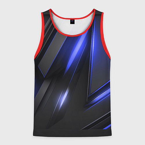 Мужская майка без рукавов Синие неоновые плиты / 3D-Красный – фото 1