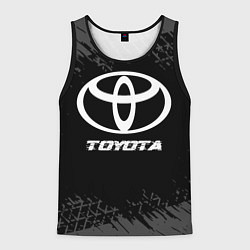 Майка-безрукавка мужская Toyota speed на темном фоне со следами шин, цвет: 3D-черный