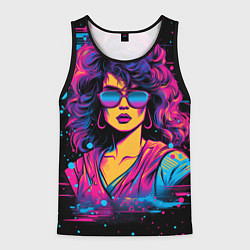 Майка-безрукавка мужская Lady - retrowave style, цвет: 3D-черный