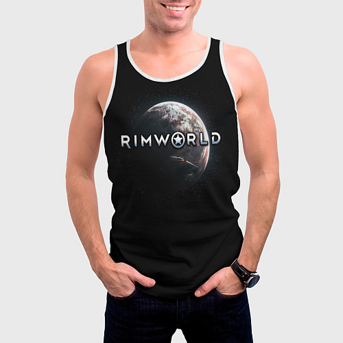 Мужская майка без рукавов Rimworld planet / 3D-Белый – фото 3