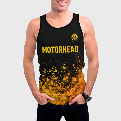 Мужская майка без рукавов Motorhead - gold gradient: символ сверху / 3D-Черный – фото 3