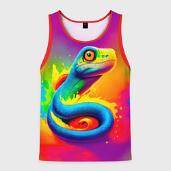 Майка-безрукавка мужская Змейка в красках, цвет: 3D-красный