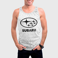 Майка-безрукавка мужская Subaru с потертостями на светлом фоне, цвет: 3D-белый — фото 2