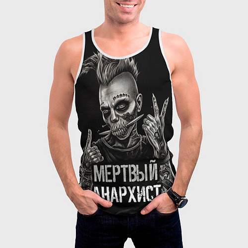 Мужская майка без рукавов Мертвый анархист панк / 3D-Белый – фото 3