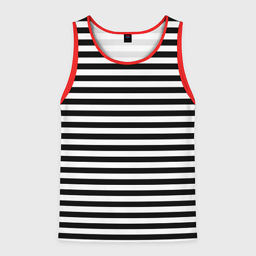 Мужская майка без рукавов Тельняшка черная Подводного флота ВМФ / 3D-Красный – фото 1