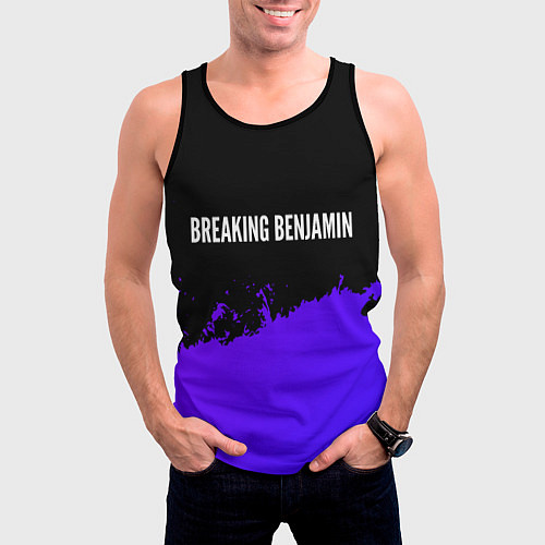 Мужская майка без рукавов Breaking Benjamin purple grunge / 3D-Черный – фото 3