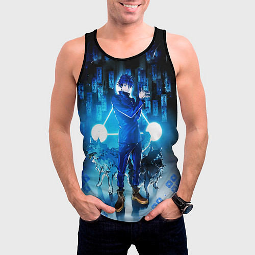 Мужская майка без рукавов Магическая Битва Фушигуро Мегуми / 3D-Черный – фото 3