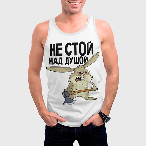Мужская майка без рукавов Злой заяц / 3D-Белый – фото 3