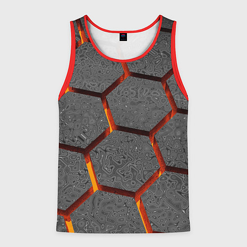 Мужская майка без рукавов Металлические плиты и лава / 3D-Красный – фото 1
