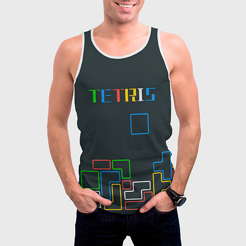 Мужская майка без рукавов Tetris neon / 3D-Белый – фото 3