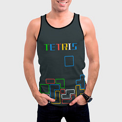 Майка-безрукавка мужская Tetris neon, цвет: 3D-черный — фото 2