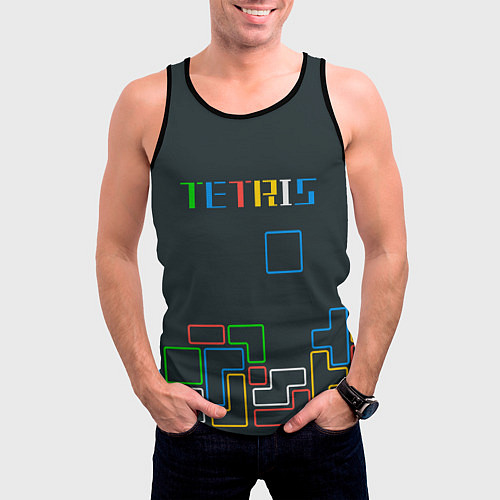 Мужская майка без рукавов Tetris neon / 3D-Черный – фото 3