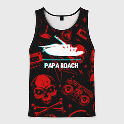 Майка-безрукавка мужская Papa Roach rock glitch, цвет: 3D-черный