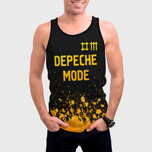 Мужская майка без рукавов Depeche Mode - gold gradient: символ сверху / 3D-Черный – фото 3