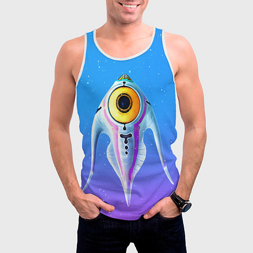 Мужская майка без рукавов Subnautica инопланетная рыба / 3D-Белый – фото 3