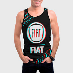Майка-безрукавка мужская Значок Fiat в стиле glitch на темном фоне, цвет: 3D-черный — фото 2