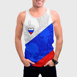 Майка-безрукавка мужская Сердечко - Россия, цвет: 3D-белый — фото 2