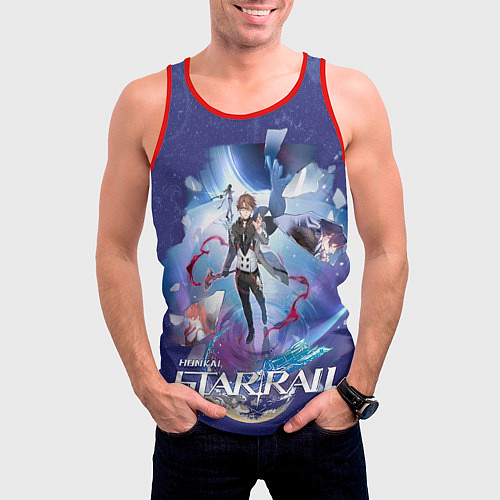 Мужская майка без рукавов Вельт Хонкай Стар Рейл / 3D-Красный – фото 3