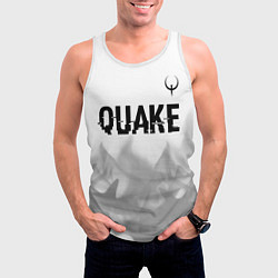 Майка-безрукавка мужская Quake glitch на светлом фоне: символ сверху, цвет: 3D-белый — фото 2