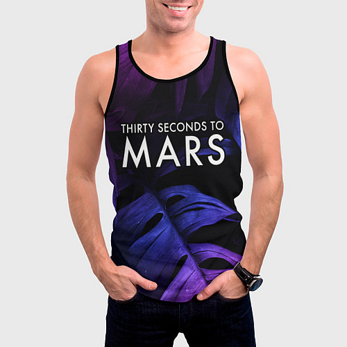 Мужская майка без рукавов Thirty Seconds to Mars neon monstera / 3D-Черный – фото 3