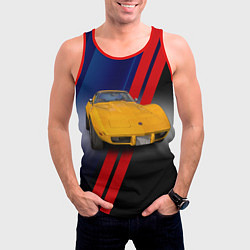Майка-безрукавка мужская Классический спорткар Chevrolet Corvette Stingray, цвет: 3D-красный — фото 2