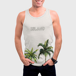 Майка-безрукавка мужская Пальмы island, цвет: 3D-белый — фото 2