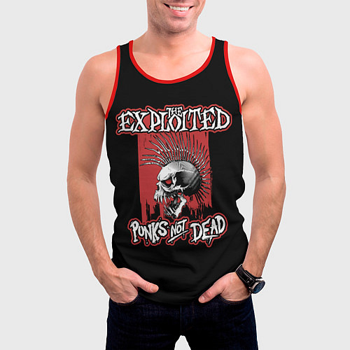 Мужская майка без рукавов Exploited - punks not dead / 3D-Красный – фото 3