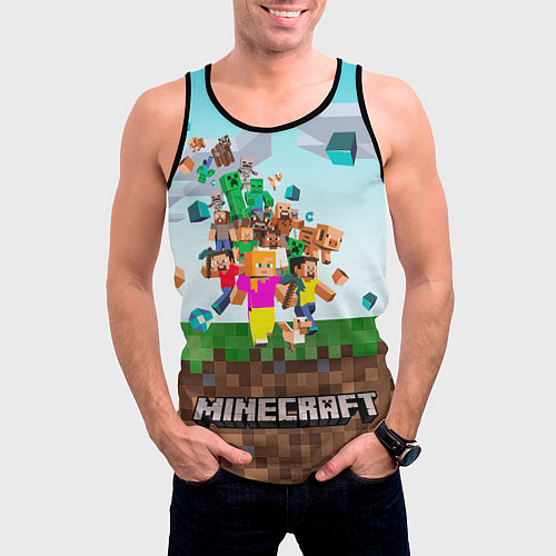 Мужская майка без рукавов Майнкрафт игра / 3D-Черный – фото 3