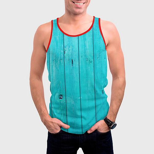 Мужская майка без рукавов Ярко-голубое дерево / 3D-Красный – фото 3