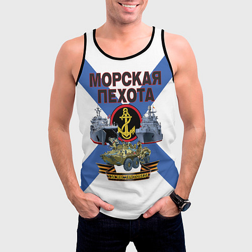 Мужская майка без рукавов Морская пехота - где мы, там победа! / 3D-Черный – фото 3