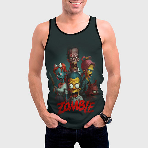 Мужская майка без рукавов Zombie simpsons / 3D-Черный – фото 3