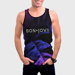 Майка-безрукавка мужская Bon Jovi neon monstera, цвет: 3D-черный — фото 2