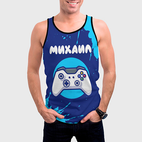Мужская майка без рукавов Михаил геймер / 3D-Черный – фото 3