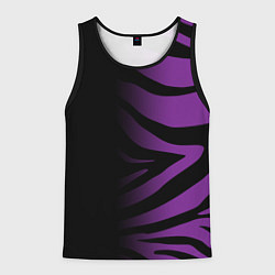 Майка-безрукавка мужская Фиолетовый с черными полосками зебры, цвет: 3D-черный